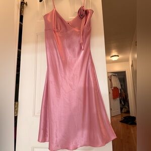 Slip Spaghetti Strap Pink Dress Rosebud Accent Size Medium